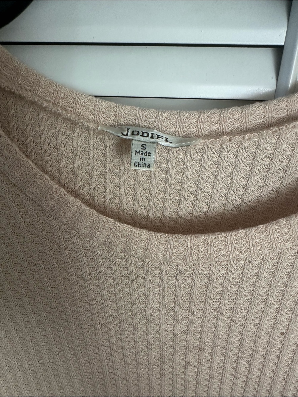 Jodifl Beige Floral Oversized Waffle Knit Top Size S P2P 26in - Picture 3 of 6